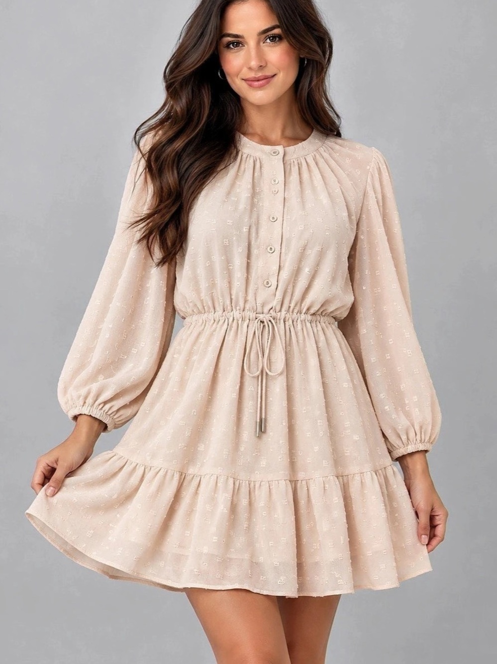 MINKPINK Blush Pink Swiss Dot Tiered Ruffle Mini Dress Small